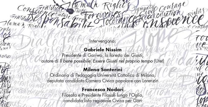 6 marzo, Santerini prima firmataria della legge che istituisce la Giornata nazionale in memoria dei Giusti dell’Umanità. Incontro 27 febbraio ore 20.45 a Chiari (BS)